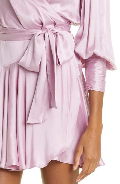 Shop Zimmermann Balloon Sleeve Silk Wrap Dress In Musk