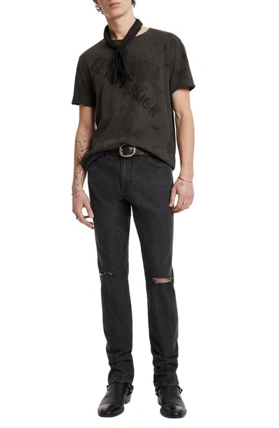 Shop John Varvatos Let It Rock Raw Edge Graphic T-shirt In Fossil Grey