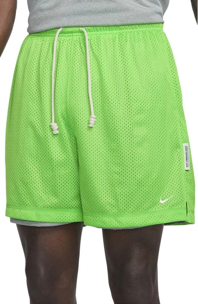 Shop Nike Dri-fit Reversible Basketball Shorts In Action Green/ Grey/ Ivory