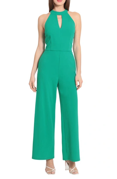 Shop Maggy London Halter Neck Sleeveless Jumpsuit In Green