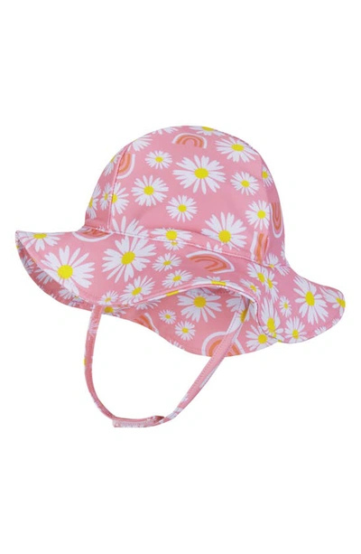 Shop Andy & Evan Ruffle Pompom Trim Two-piece Swimsuit & Sun Hat Set In Pink Floral