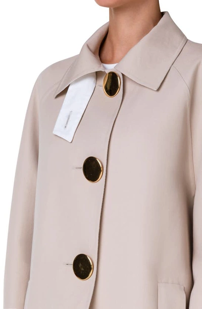 Shop Akris Omega Lantern Sleeve Cotton & Silk Coat In Sand