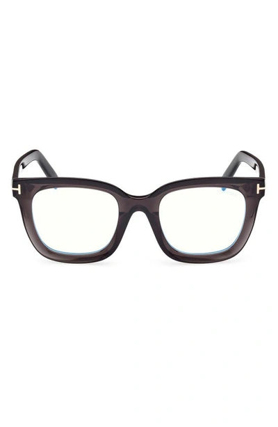 Shop Tom Ford 51mm Square Blue Light Blocking Glasses In Grey/other