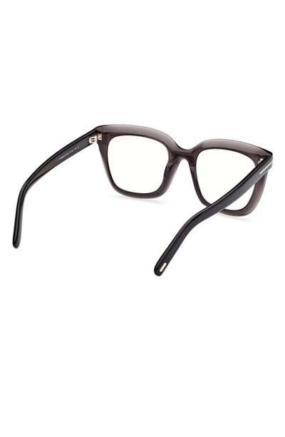 Shop Tom Ford 51mm Square Blue Light Blocking Glasses In Grey/other