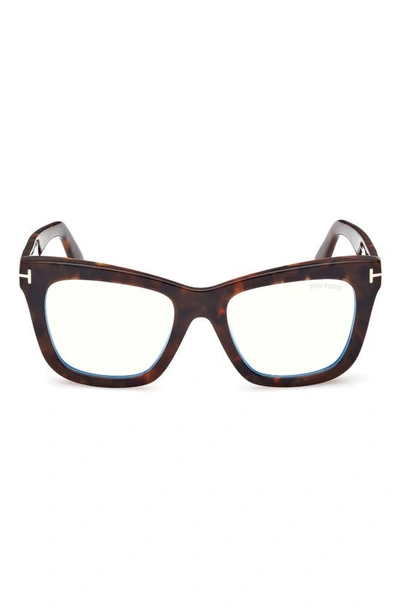 Shop Tom Ford 52mm Square Blue Light Blocking Glasses In Dark Havana