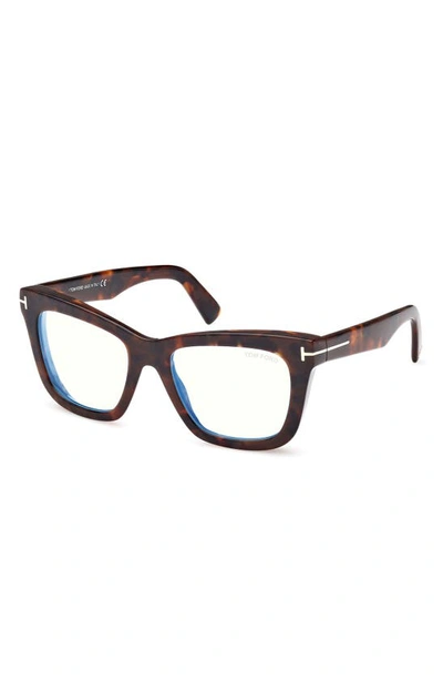 Tom Ford 52mm Square Blue Light Blocking Glasses In Dark Havana
