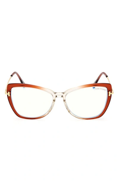 Shop Tom Ford 55mm Butterfly Blue Light Blocking Glasses In Orange/other