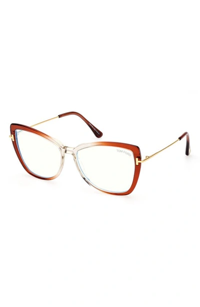 Shop Tom Ford 55mm Butterfly Blue Light Blocking Glasses In Orange/other