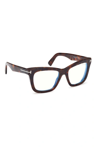 Tom Ford 52mm Square Blue Light Blocking Glasses In Dark Havana