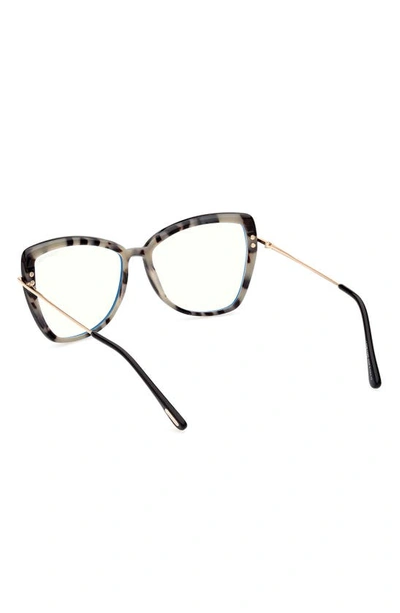 Shop Tom Ford 55mm Butterfly Blue Light Blocking Glasses In Black/other