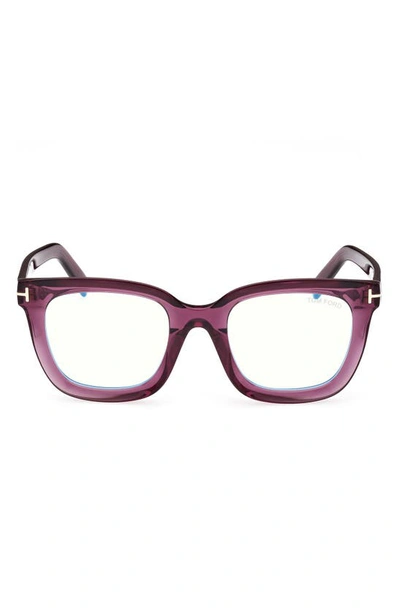 Shop Tom Ford 51mm Square Blue Light Blocking Glasses In Shiny Violet