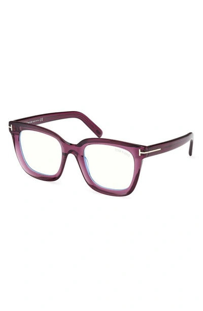 Shop Tom Ford 51mm Square Blue Light Blocking Glasses In Shiny Violet