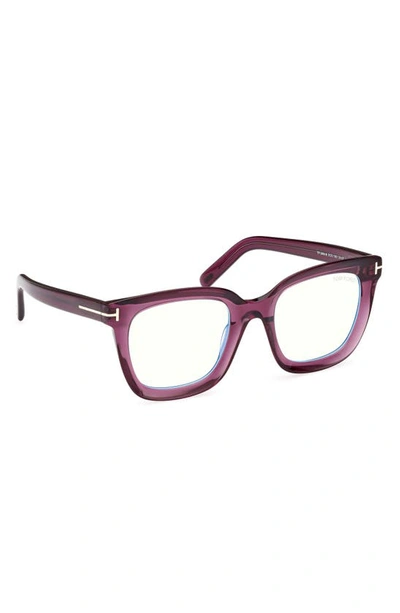 Tom Ford 51mm Square Blue Light Blocking Glasses In Shiny Violet