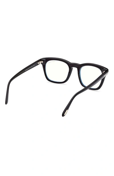 Shop Tom Ford 50mm Square Blue Light Blocking Glasses In Shiny Black