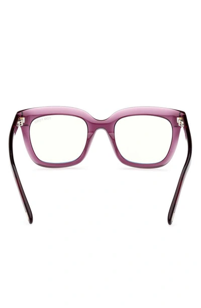 Tom Ford 51mm Square Blue Light Blocking Glasses In Shiny Violet