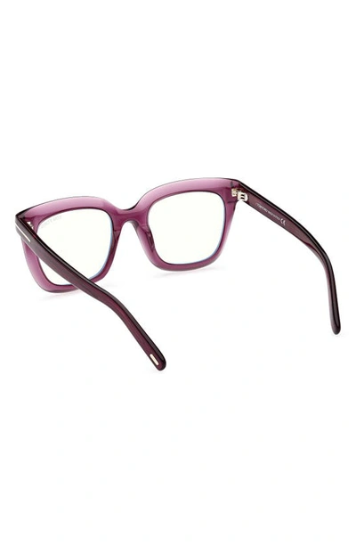 Tom Ford 51mm Square Blue Light Blocking Glasses In Shiny Violet