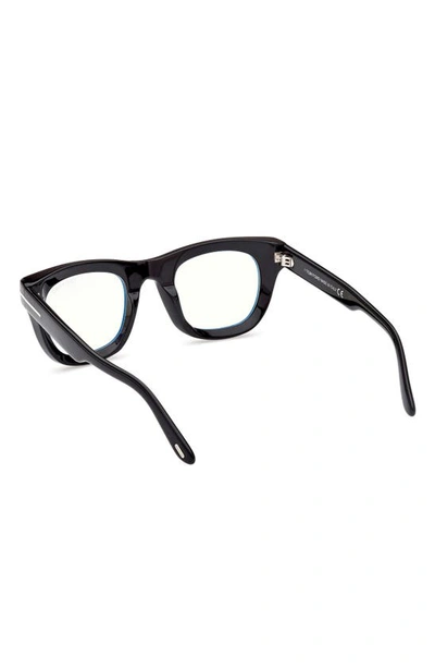 Shop Tom Ford 48mm Square Blue Light Blocking Glasses In Shiny Black