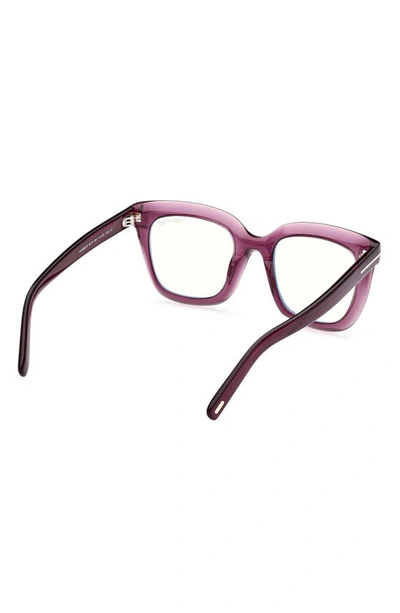 Shop Tom Ford 51mm Square Blue Light Blocking Glasses In Shiny Violet
