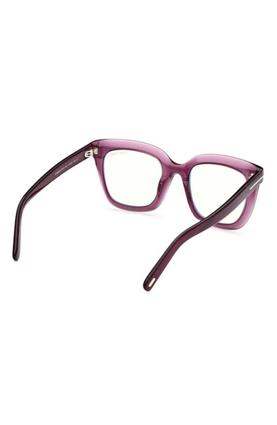 Tom Ford 51mm Square Blue Light Blocking Glasses In Shiny Violet
