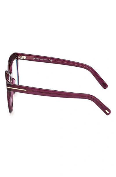 Tom Ford 51mm Square Blue Light Blocking Glasses In Shiny Violet