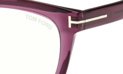 Tom Ford 51mm Square Blue Light Blocking Glasses In Shiny Violet