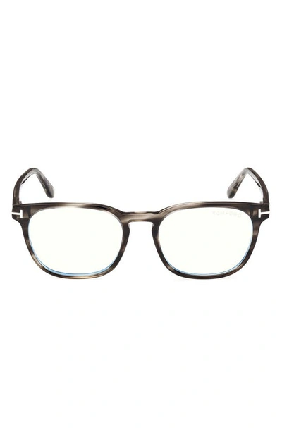 Shop Tom Ford 53mm Square Blue Light Blocking Glasses In Grey/other