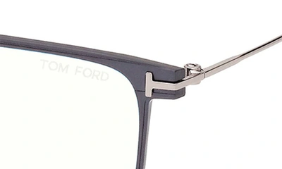 Shop Tom Ford 55mm Square Blue Light Blocking Glasses In Matte Dark Ruthenium