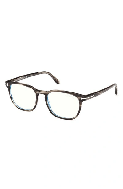 Shop Tom Ford 53mm Square Blue Light Blocking Glasses In Grey/other