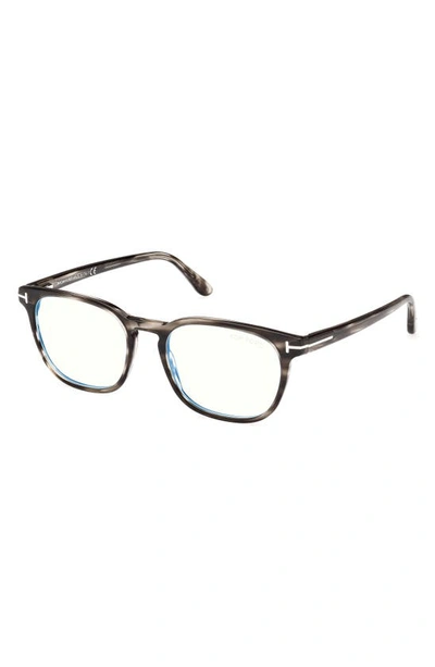Tom Ford 53mm Square Blue Light Blocking Glasses In Grey/other