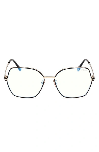 Shop Tom Ford 56mm Butterfly Blue Light Blocking Glasses In Pale Gold