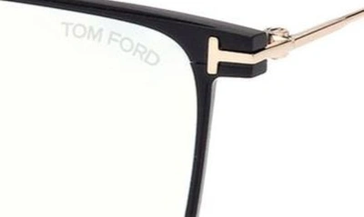 Shop Tom Ford 55mm Square Blue Light Blocking Glasses In Matte Black