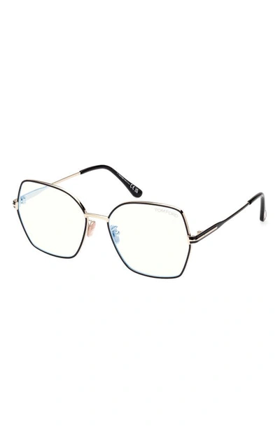 Shop Tom Ford 56mm Butterfly Blue Light Blocking Glasses In Pale Gold