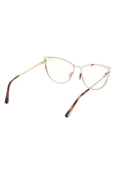 Shop Tom Ford 56mm Cat Eye Blue Light Blocking Glasses In Matte Light Brown