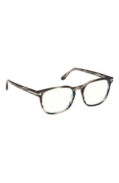 Shop Tom Ford 53mm Square Blue Light Blocking Glasses In Grey/other