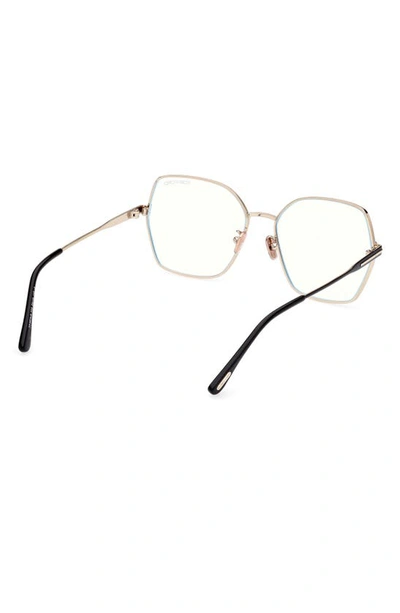 Shop Tom Ford 56mm Butterfly Blue Light Blocking Glasses In Pale Gold