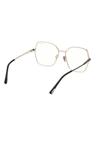 Tom Ford 56mm Butterfly Blue Light Blocking Glasses In Pale Gold