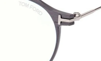 Shop Tom Ford 52mm Round Blue Light Blocking Glasses In Matte Dark Ruthenium