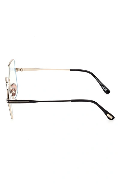 Tom Ford 56mm Butterfly Blue Light Blocking Glasses In Pale Gold