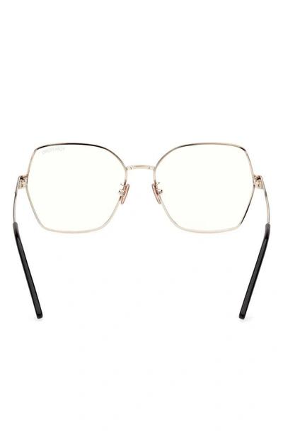 Tom Ford 56mm Butterfly Blue Light Blocking Glasses In Pale Gold