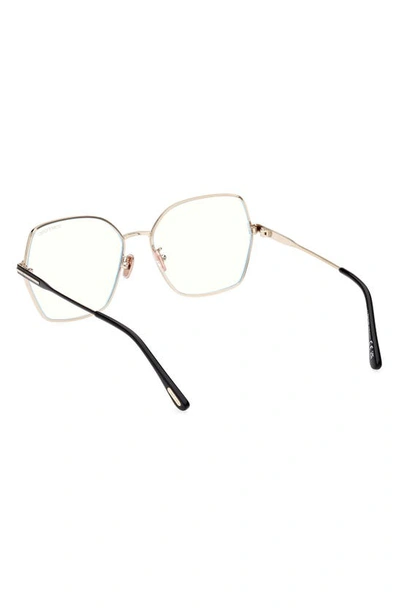 Tom Ford 56mm Butterfly Blue Light Blocking Glasses In Pale Gold