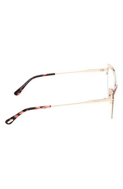 Tom Ford 56mm Cat Eye Blue Light Blocking Glasses In Shiny Bordeaux