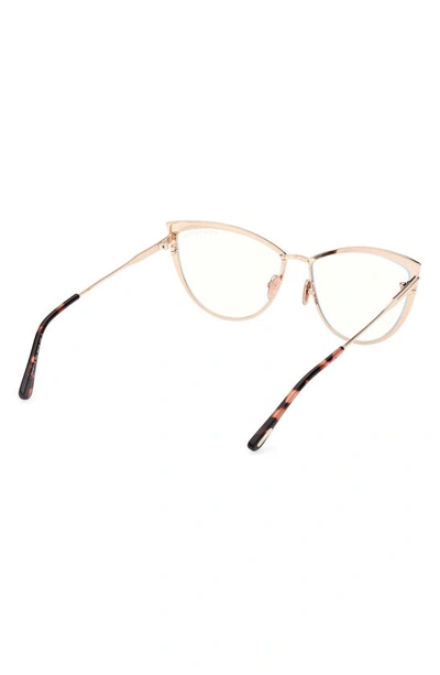 Tom Ford 56mm Cat Eye Blue Light Blocking Glasses In Shiny Bordeaux