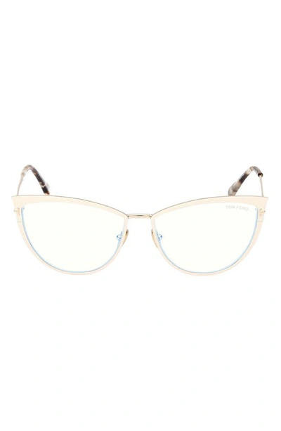 Shop Tom Ford 56mm Cat Eye Blue Light Blocking Glasses In Ivory