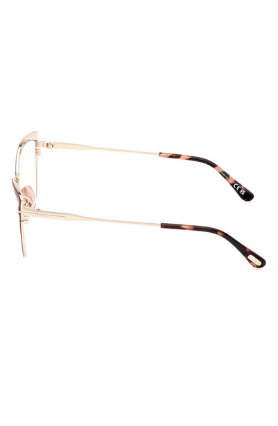 Tom Ford 56mm Cat Eye Blue Light Blocking Glasses In Shiny Bordeaux