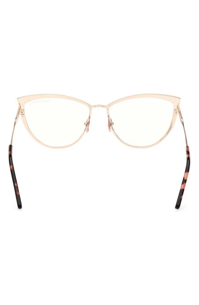 Tom Ford 56mm Cat Eye Blue Light Blocking Glasses In Shiny Bordeaux