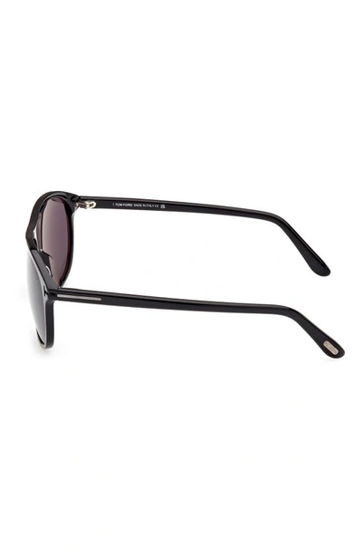 Shop Tom Ford Prescott 60mm Square Sunglasses In Shiny Black / Smoke