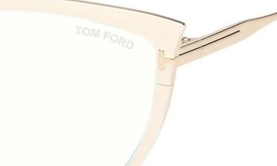 Shop Tom Ford 56mm Cat Eye Blue Light Blocking Glasses In Ivory