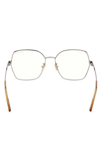 Tom Ford 56mm Butterfly Blue Light Blocking Glasses In Shiny Light Ruthenium
