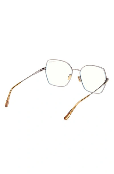 Tom Ford 56mm Butterfly Blue Light Blocking Glasses In Shiny Light Ruthenium