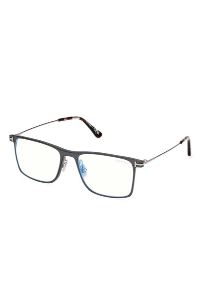 Shop Tom Ford 55mm Square Blue Light Blocking Glasses In Grey/other